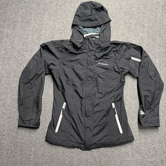 Columbia Interchange Bugaboo OmniTech Jacket Womens Small Black Hood Windbreaker - Picture 1 of 12